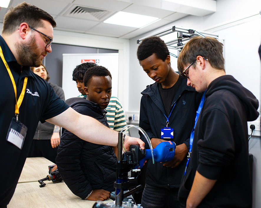 Shrewsbury College Engineering Students and Desoutter Tools