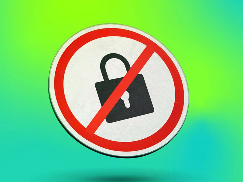 Padlock and no entry sign