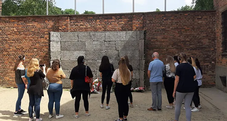Students and staff looking at architecture 