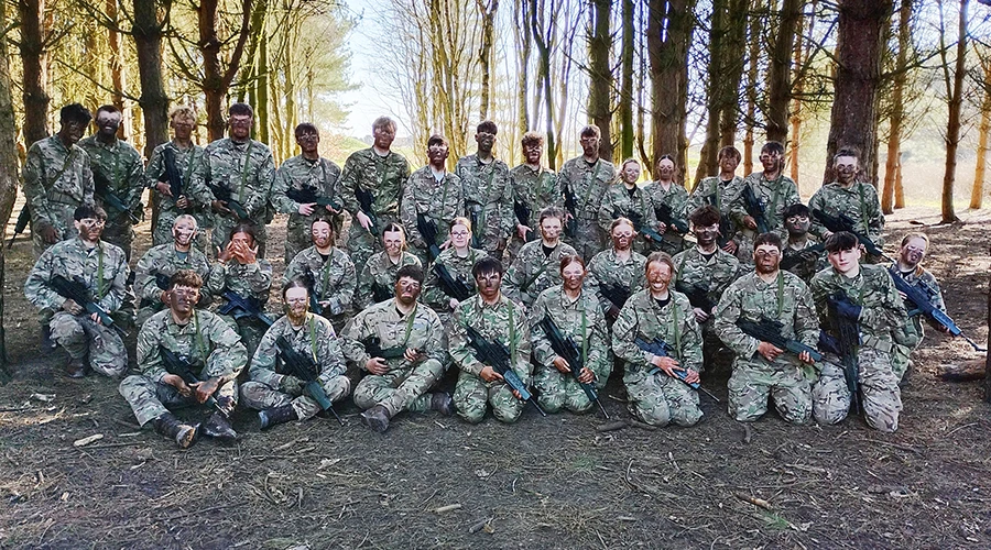 Group of students in camouflage gear